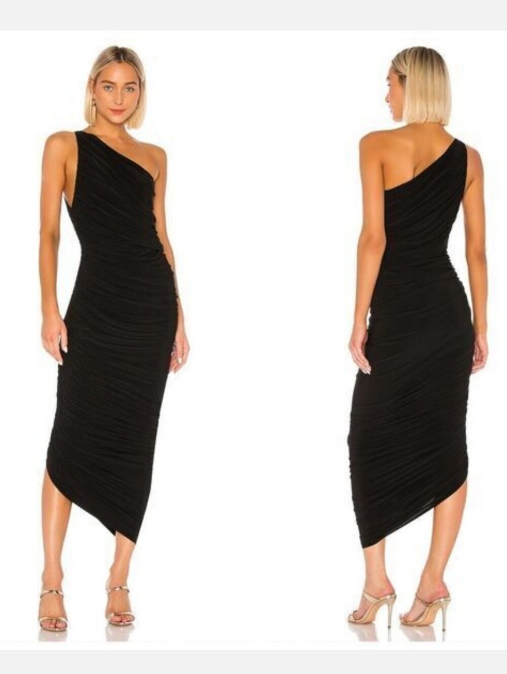 Norma Kamali Diana One-Shoulder Ruched Midi Dress - Black - Size XL